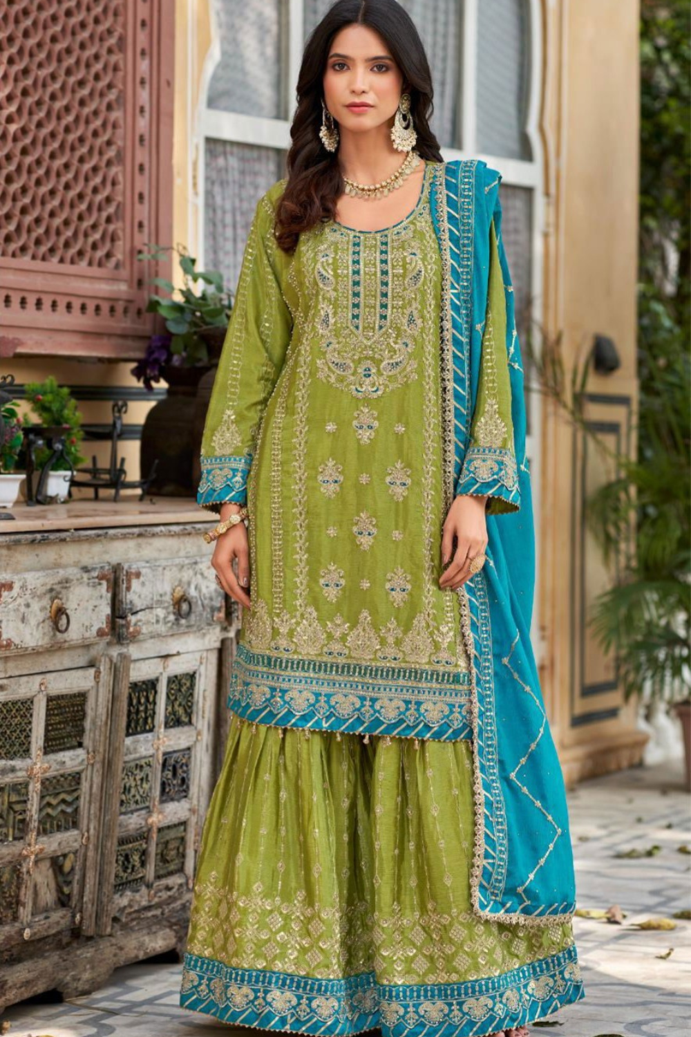 Heavy Siroski Diamond Work Shararas