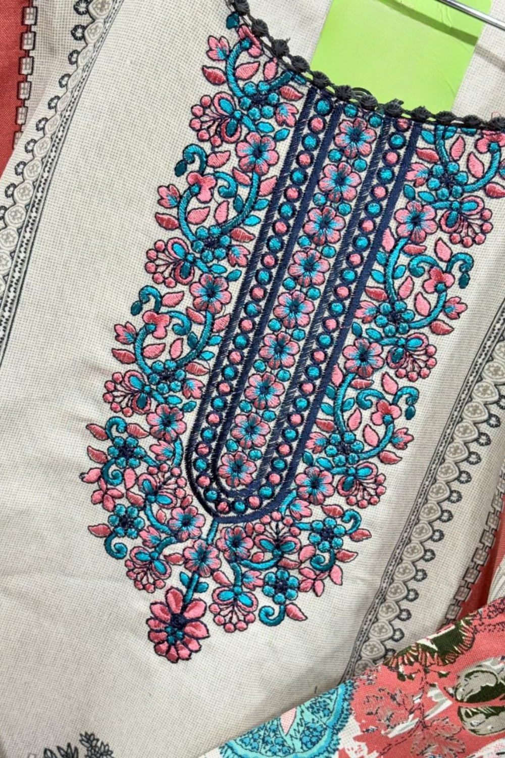 Readymade Neck Embroidered Rayon Cotton Suits