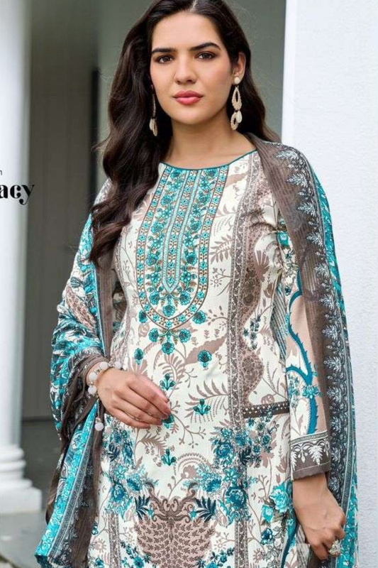 Readymade Neck Embroidered Rayon Cotton Suits