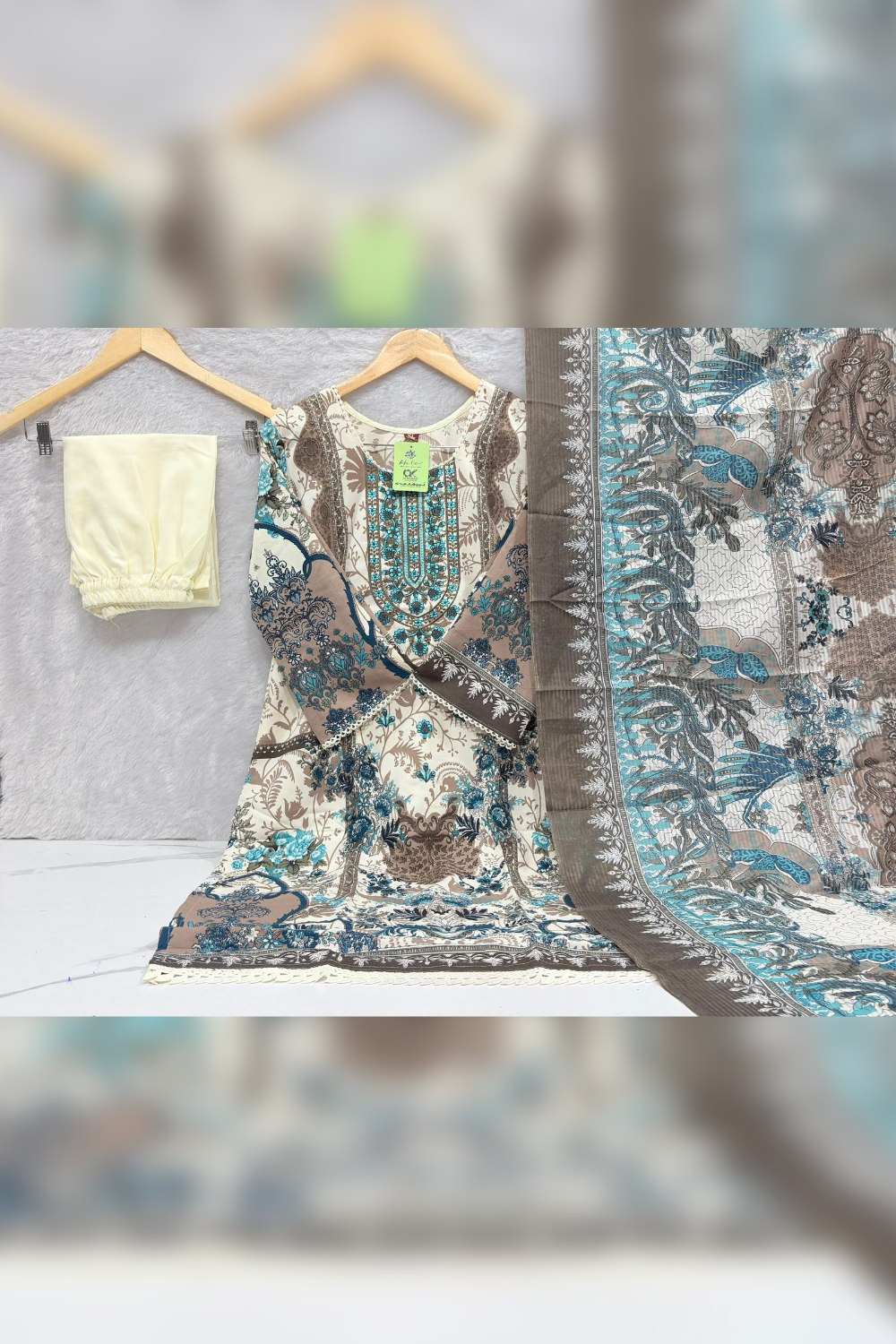 Readymade Neck Embroidered Rayon Cotton Suits