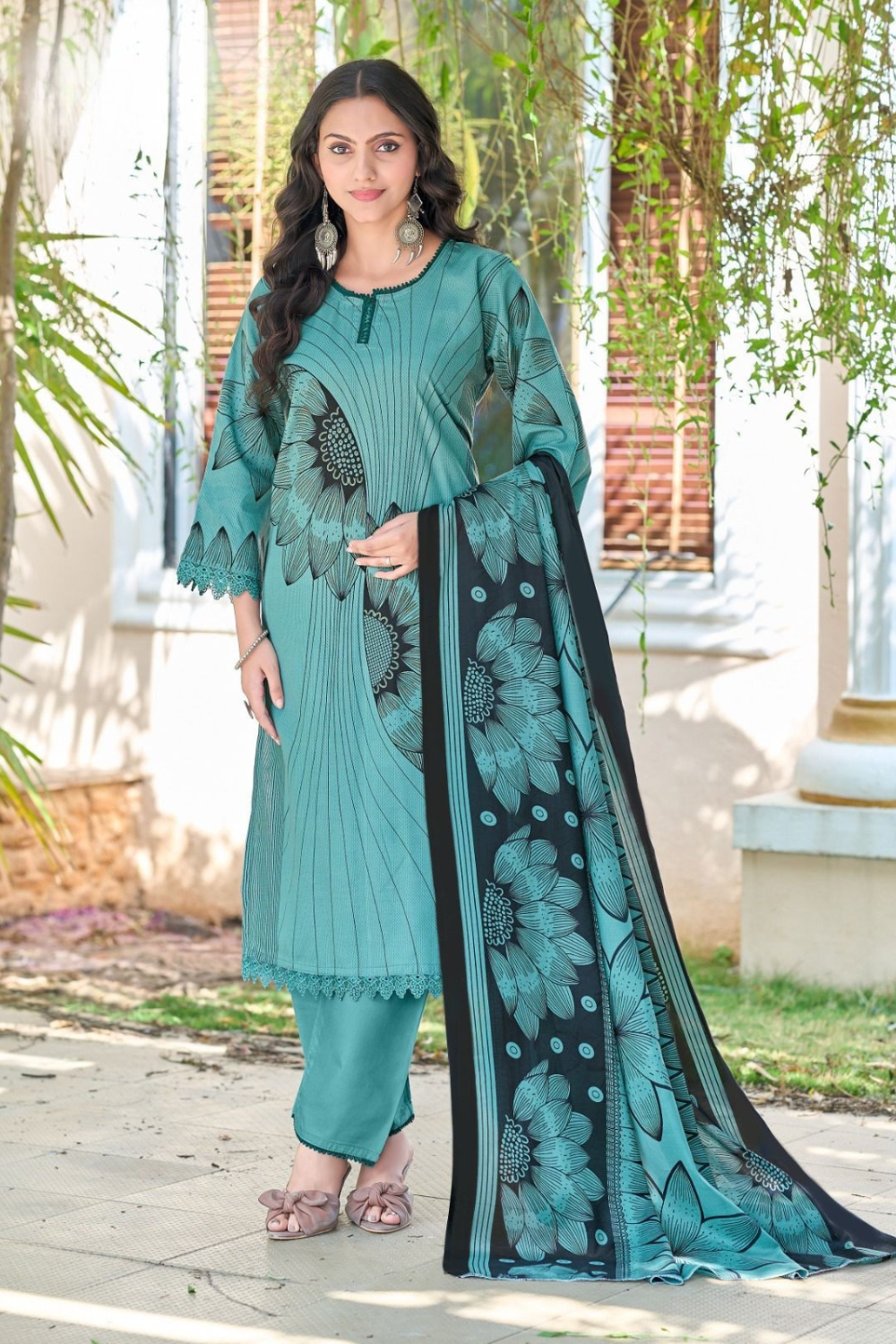 Self Shade Printed Cotton Suits (UNSTITCHED)