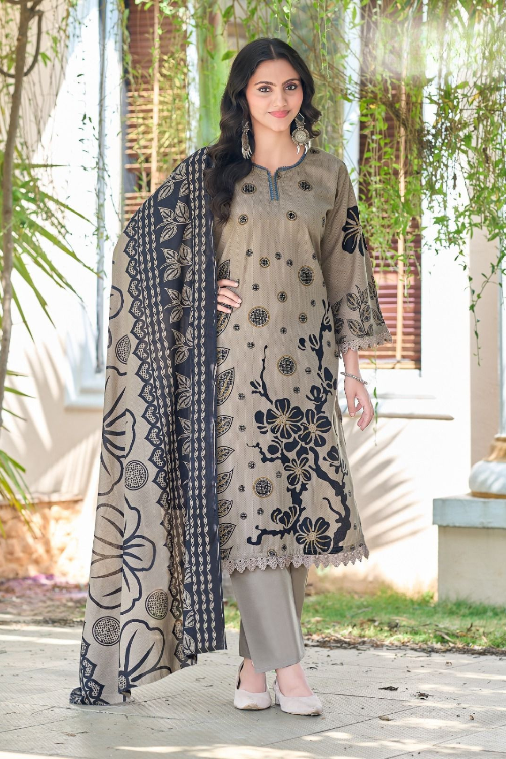 Self Shade Printed Cotton Suits (UNSTITCHED)
