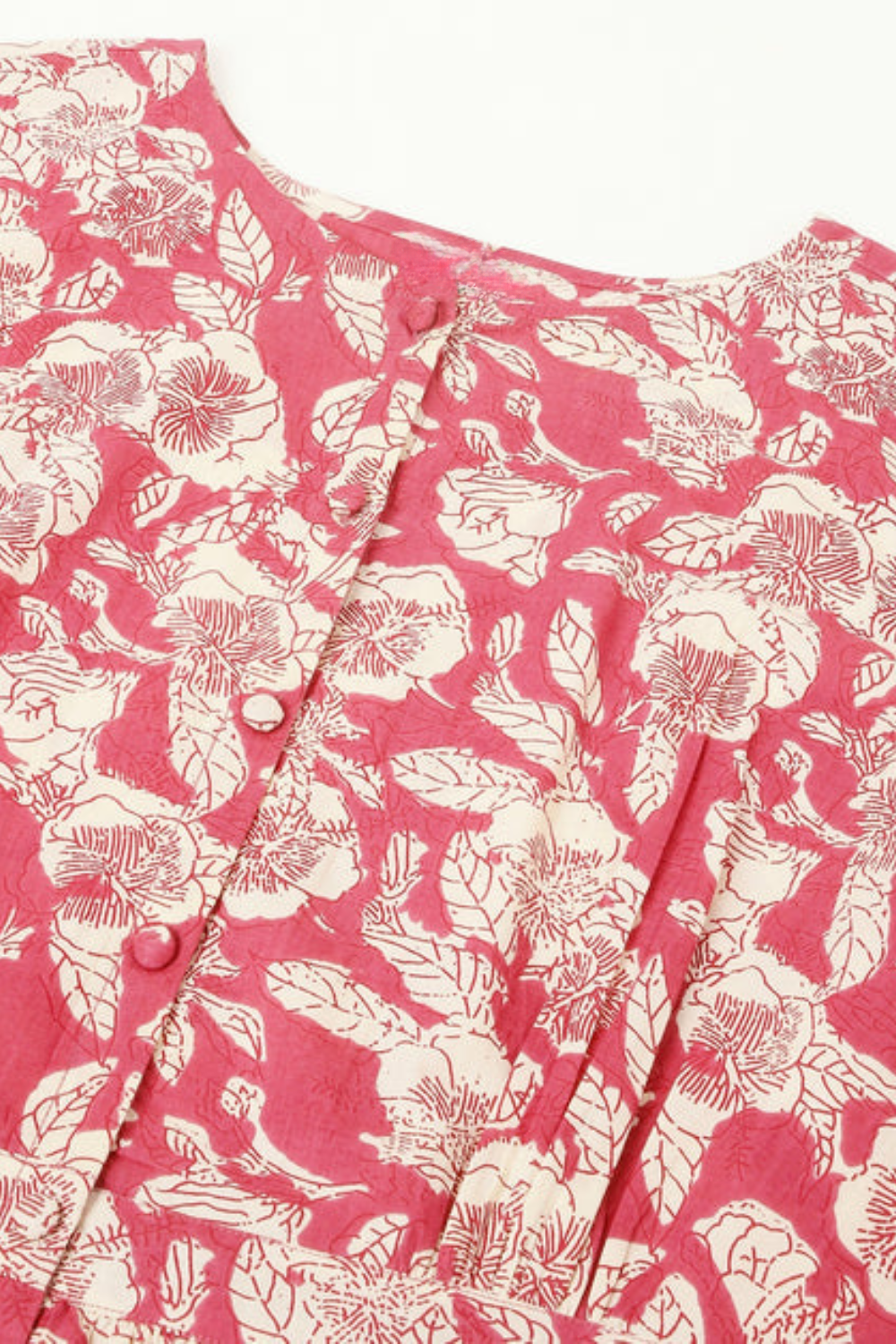 Plus Size Mauve Pure Cotton Floral Printed Gathered Dress