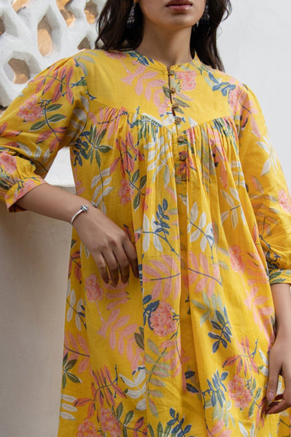 Cotton Tropical Gathered Tunic