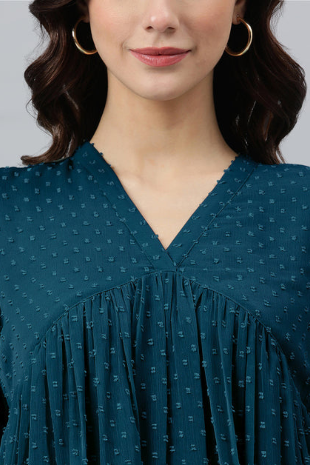 Dobby Chiffon Self Design Flared Kurta