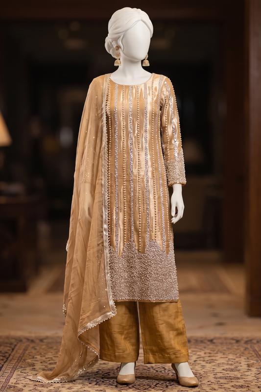 Heavy White Pearls Dress (UNSTITCHED)