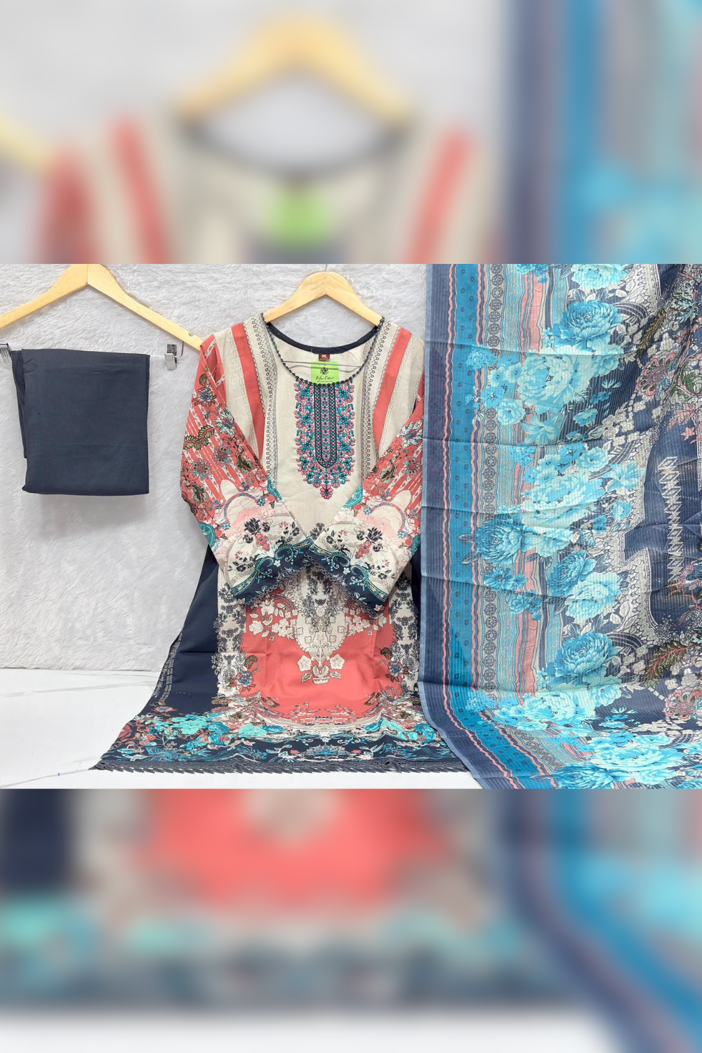 Readymade Neck Embroidered Rayon Cotton Suits
