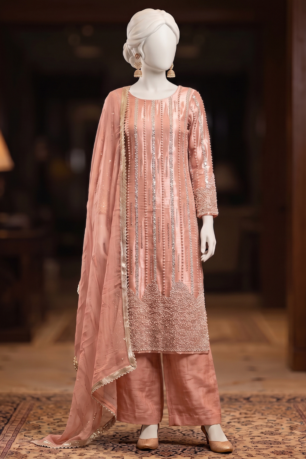 Heavy White Pearls Dress (UNSTITCHED)