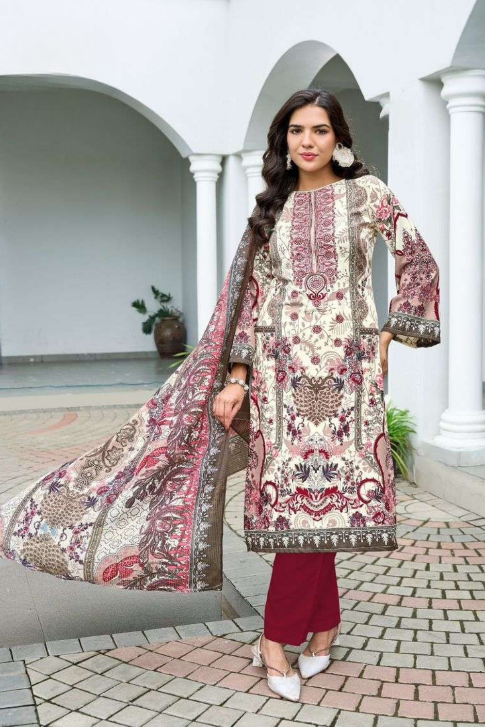 Readymade Neck Embroidered Rayon Cotton Suits