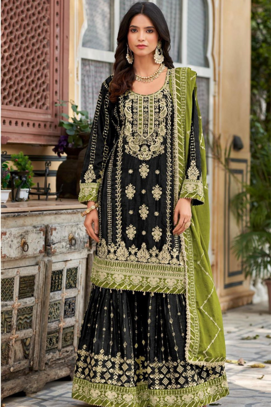Heavy Siroski Diamond Work Shararas