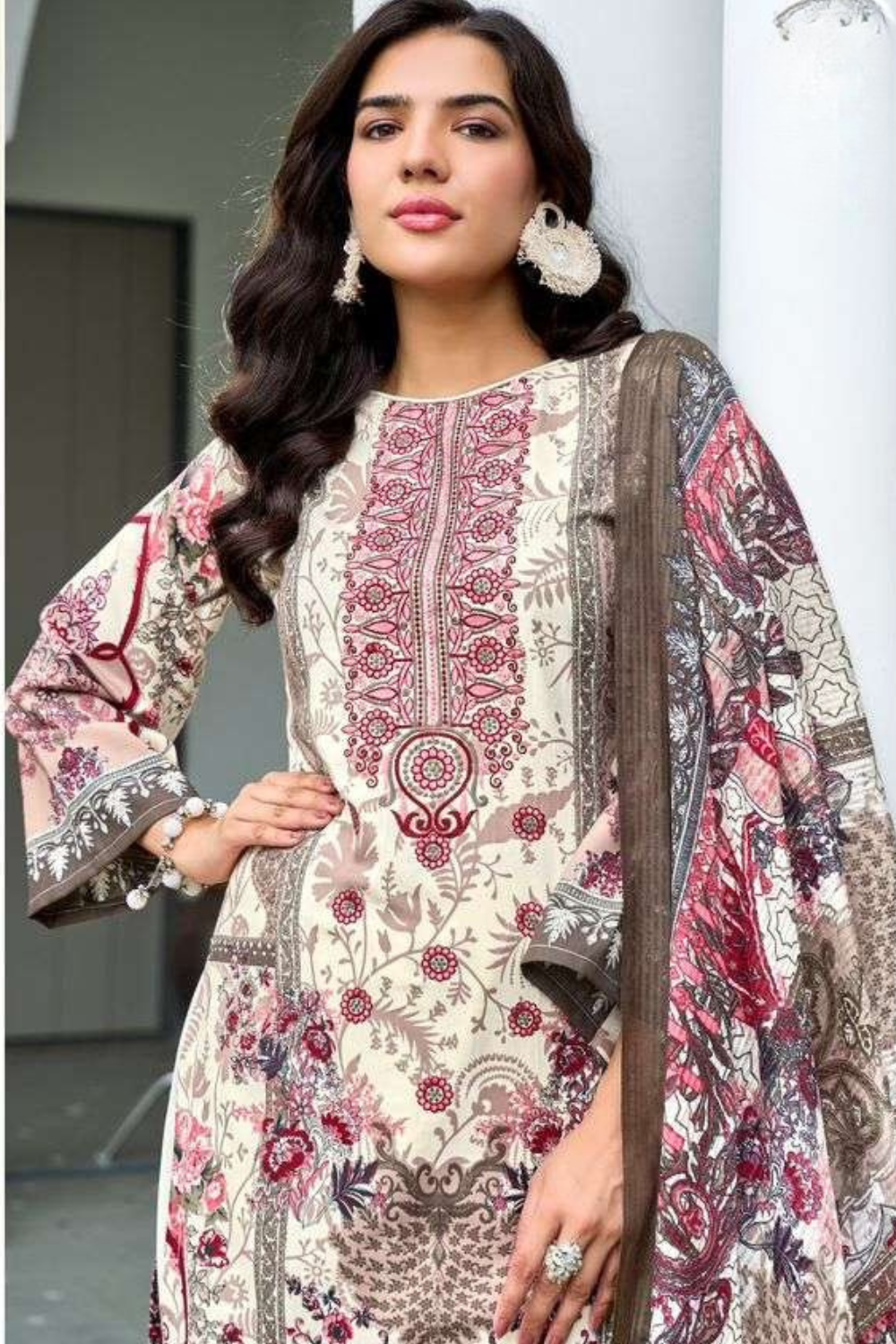 Readymade Neck Embroidered Rayon Cotton Suits