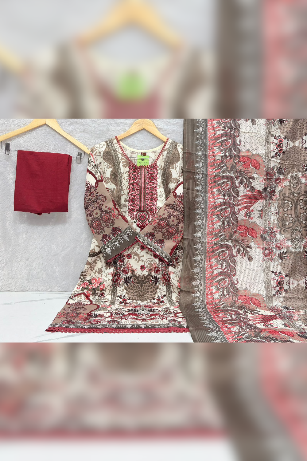 Readymade Neck Embroidered Rayon Cotton Suits
