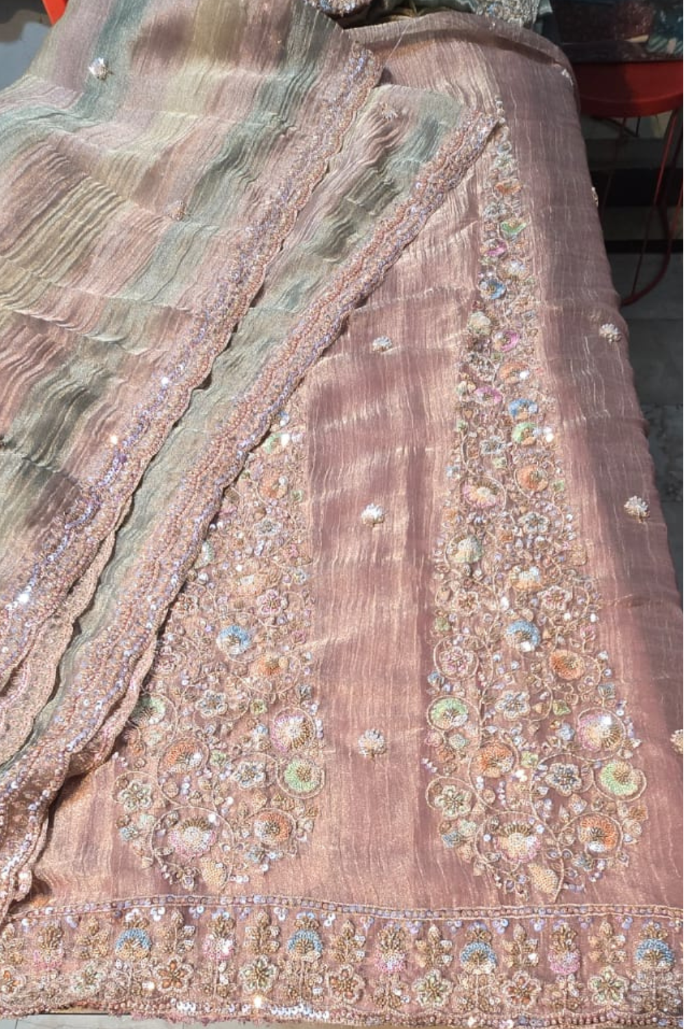 Salsa Crush with Intricate Panel Work (UNSTITCHED)