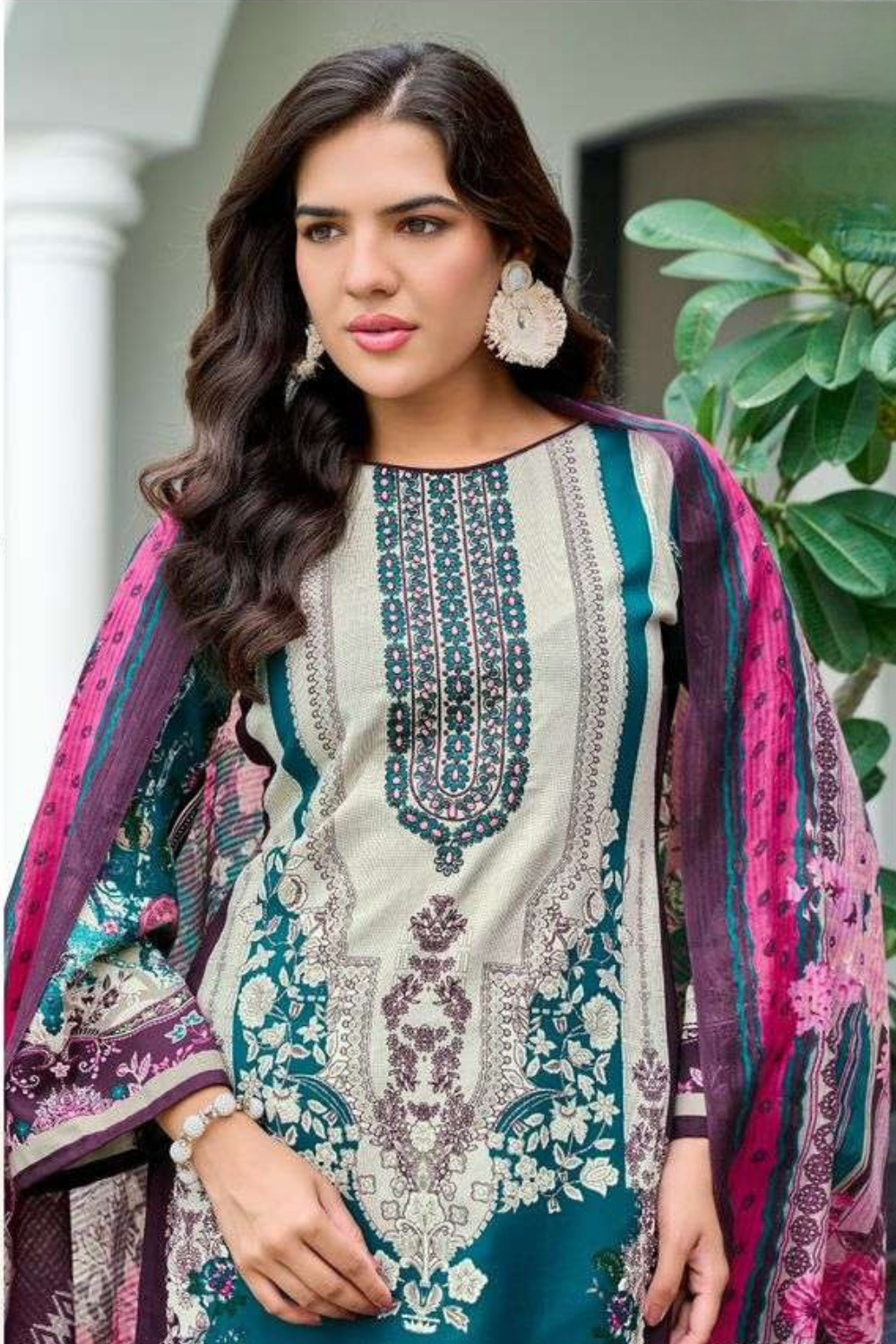Readymade Neck Embroidered Rayon Cotton Suits