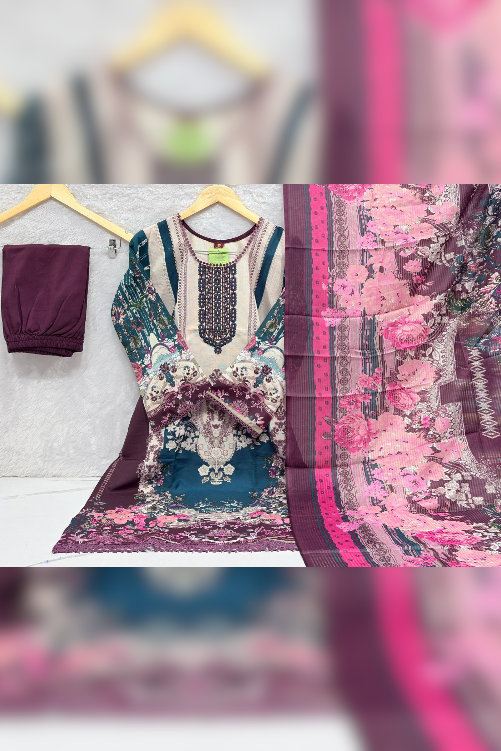 Readymade Neck Embroidered Rayon Cotton Suits