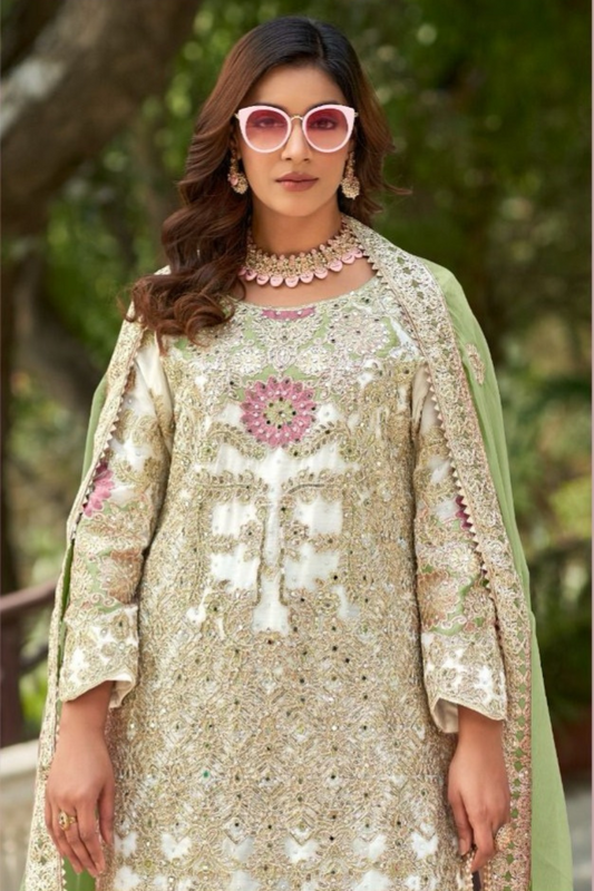 White Combos of Ragga Chiffon Shararas