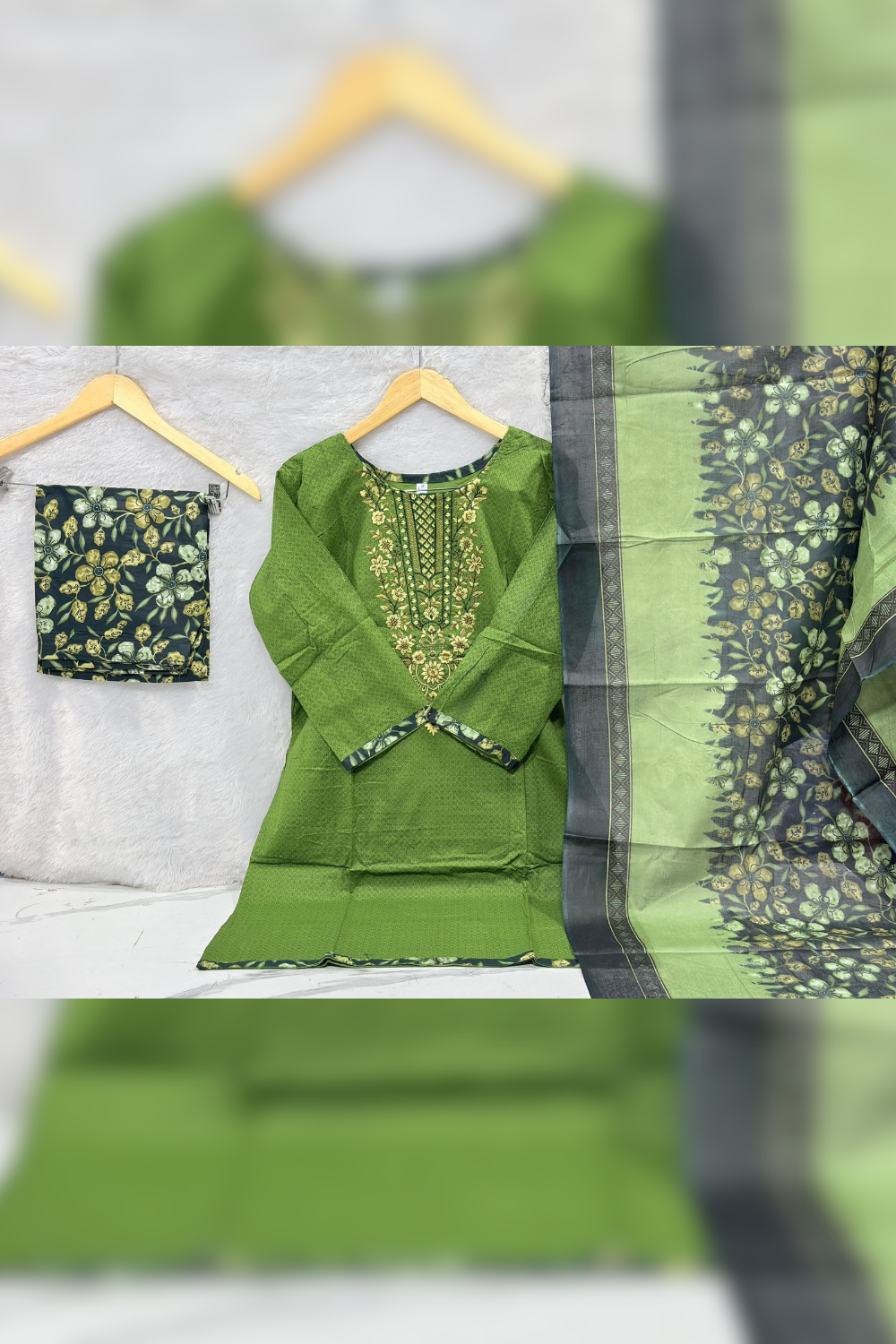 Readymade Neck Embroidered Cotton Suits