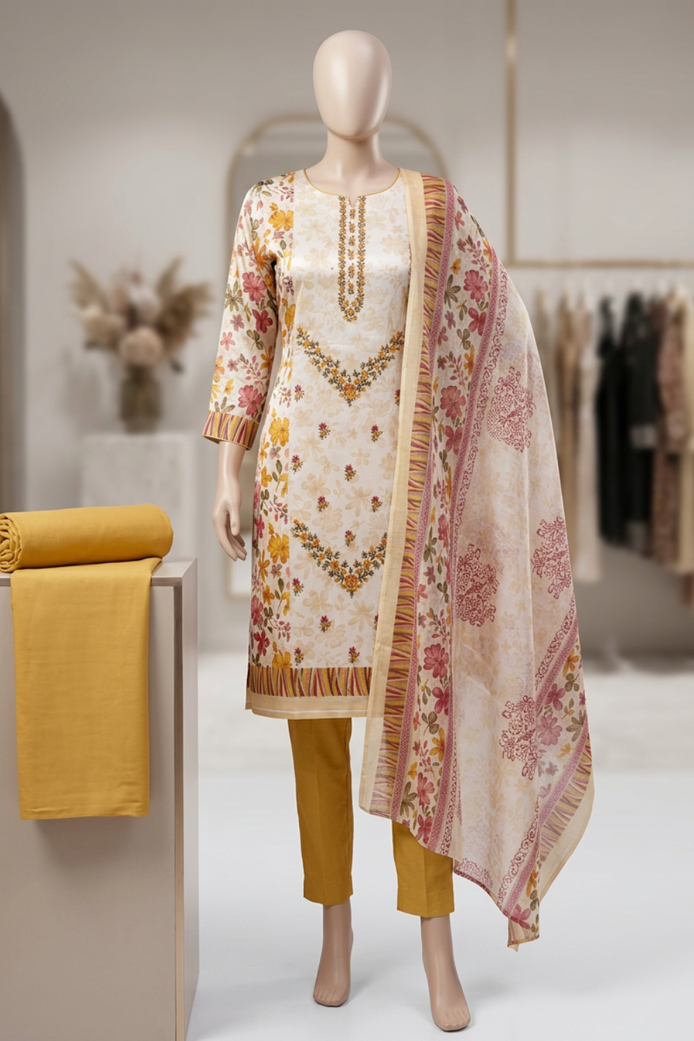 Panel Print Jam Cotton Suits (UNSTITCHED)