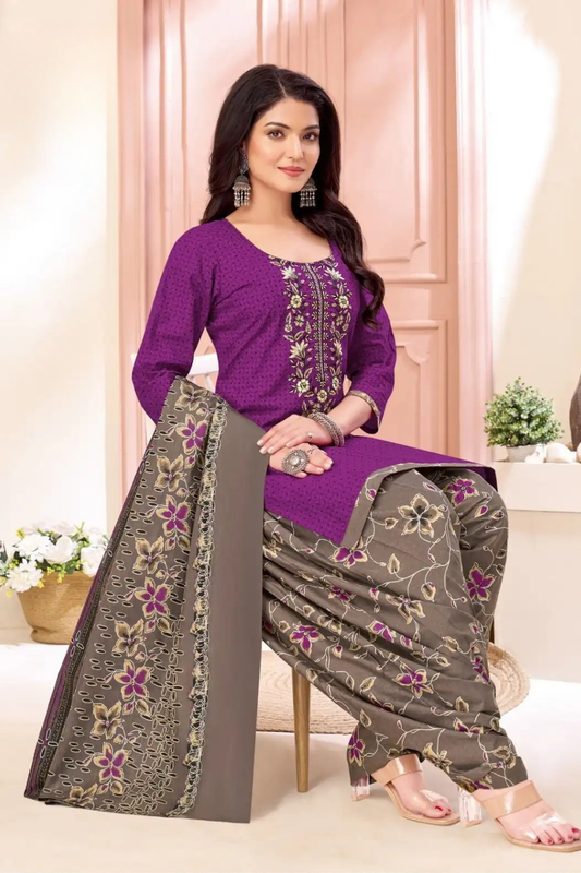 Readymade Neck Embroidered Cotton Suits