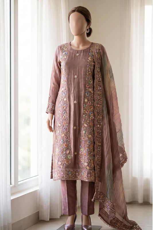 Salsa Crush with Intricate Panel Work (UNSTITCHED)