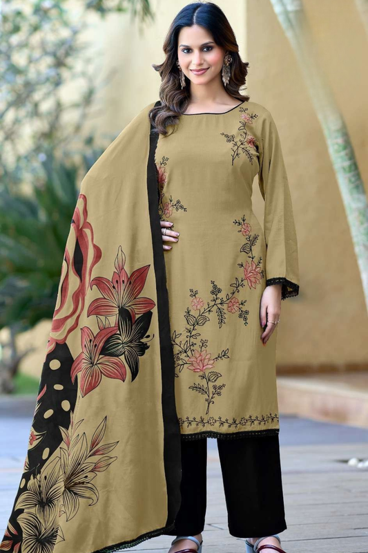 Solid Shade Rayon Suits with Embroidery (UNSTITCHED)
