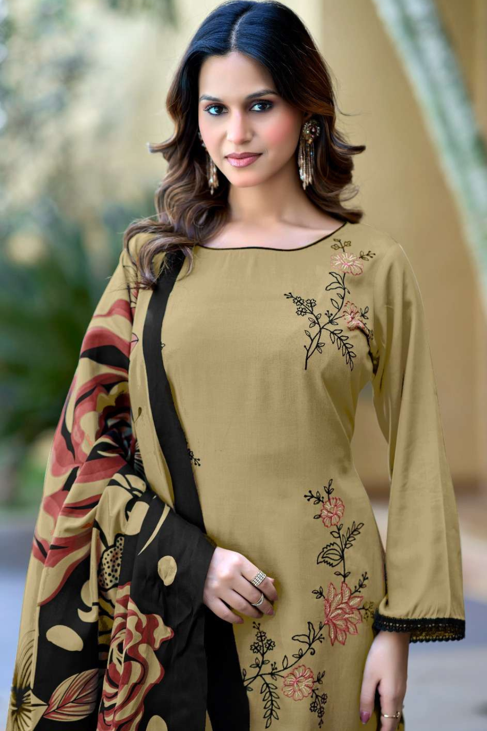 Solid Shade Rayon Suits with Embroidery (UNSTITCHED)