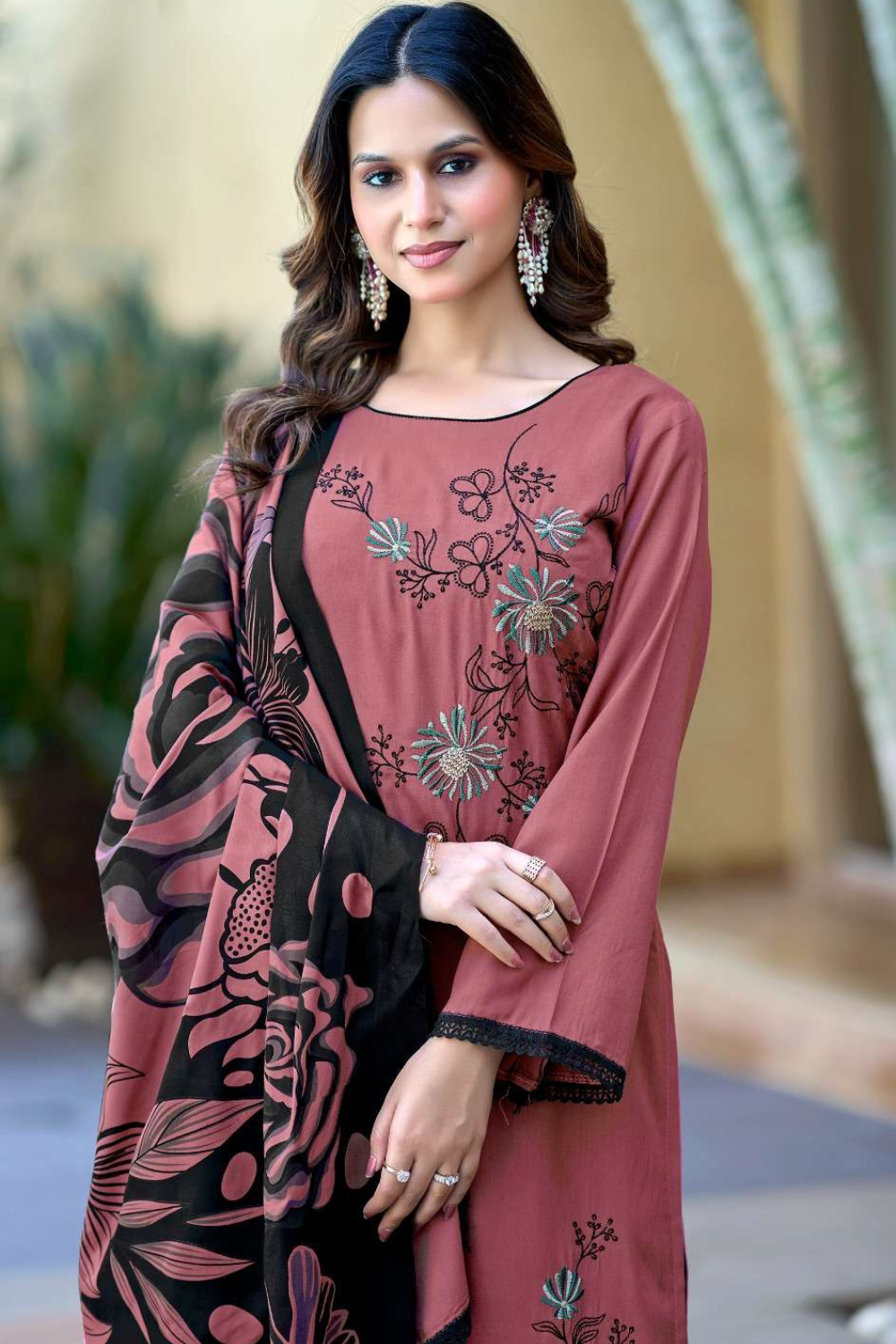 Solid Shade Rayon Suits with Embroidery (UNSTITCHED)