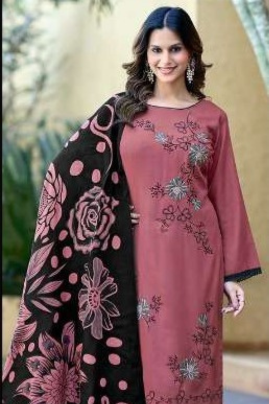 Solid Shade Rayon Suits with Embroidery (UNSTITCHED)