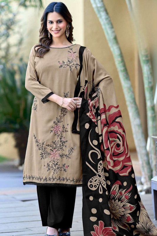 Solid Shade Rayon Suits with Embroidery (UNSTITCHED)
