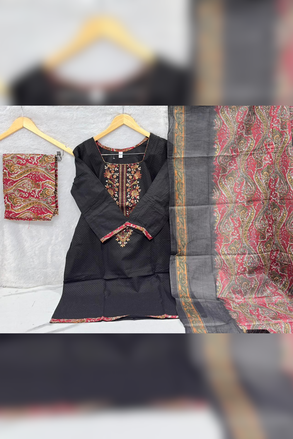 Readymade Neck Embroidered Cotton Suits