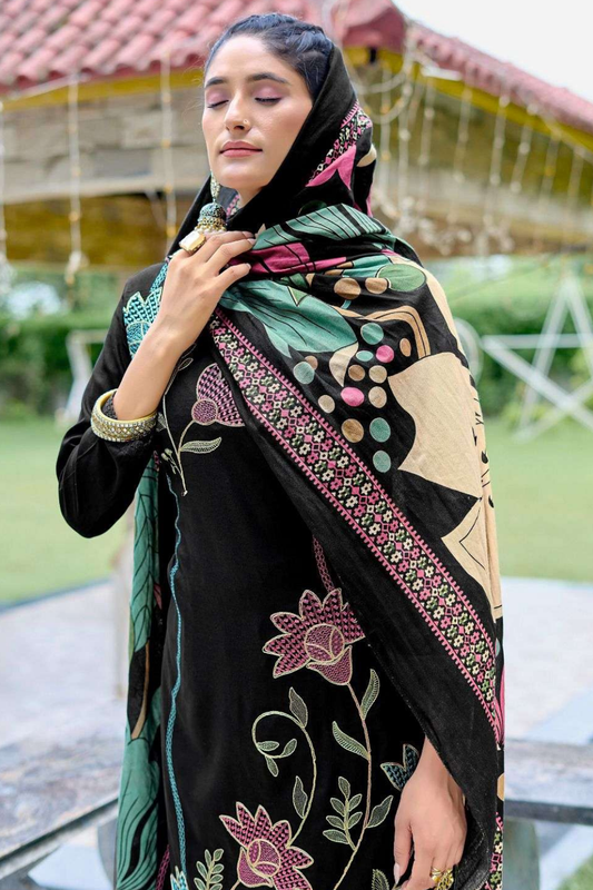 Black Floral Suits (Unstitched)