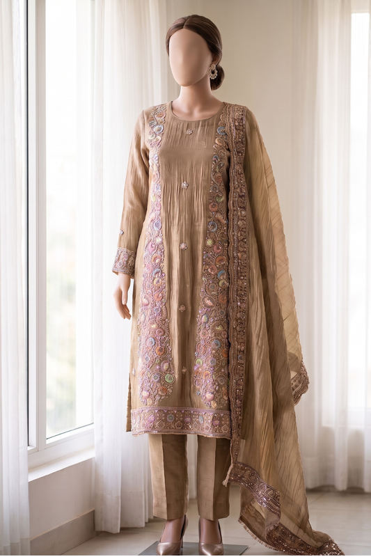 Salsa Crush with Intricate Panel Work (UNSTITCHED)