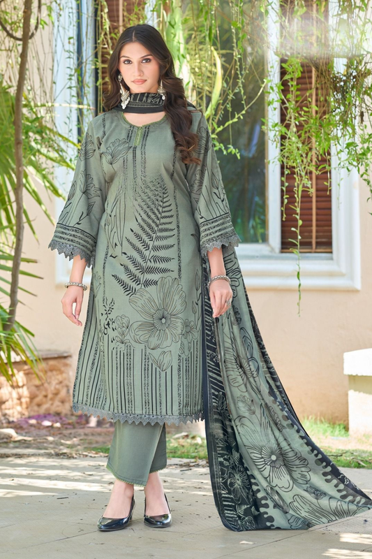 Self Shade Printed Cotton Suits (UNSTITCHED)