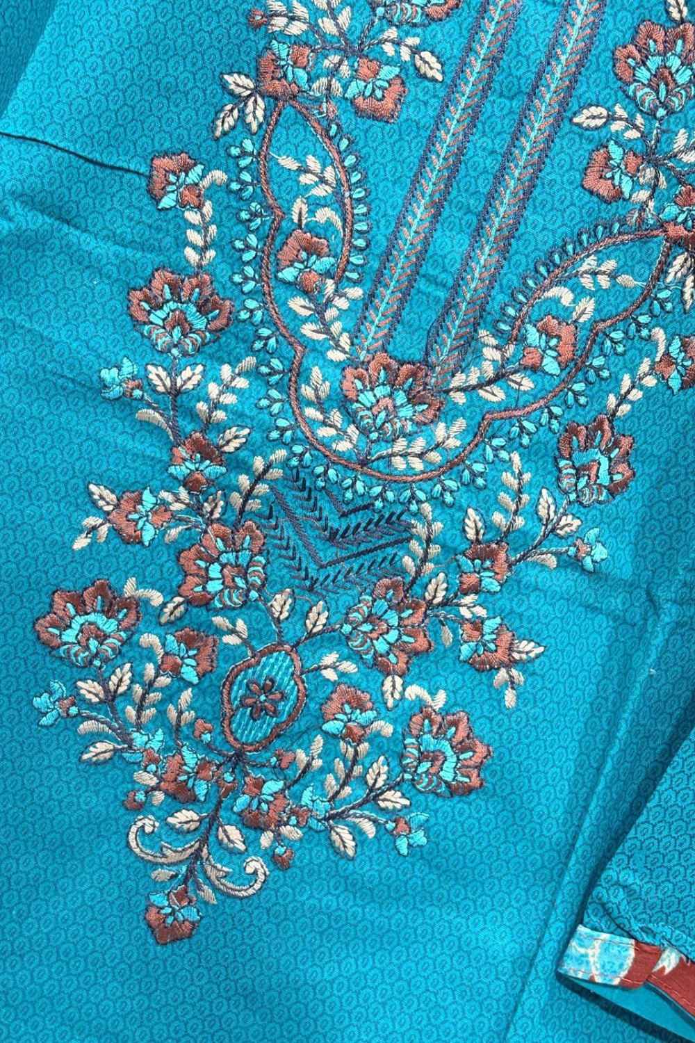 Readymade Neck Embroidered Cotton Suits