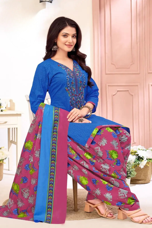 Readymade Neck Embroidered Cotton Suits