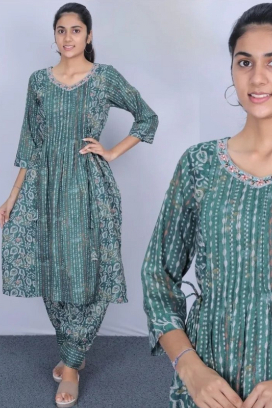 A-Line Kurti with Afghani Pant