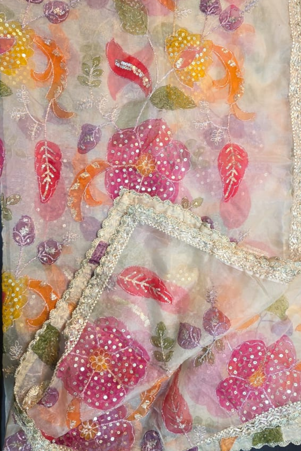 Self-Booti Jacquard with Brush print Dupatta (UNSTITCHED)