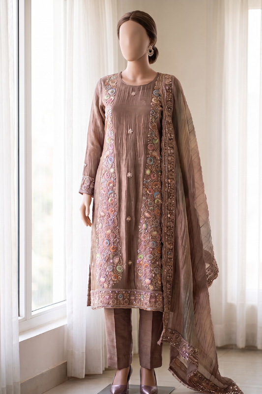 Salsa Crush with Intricate Panel Work (UNSTITCHED)