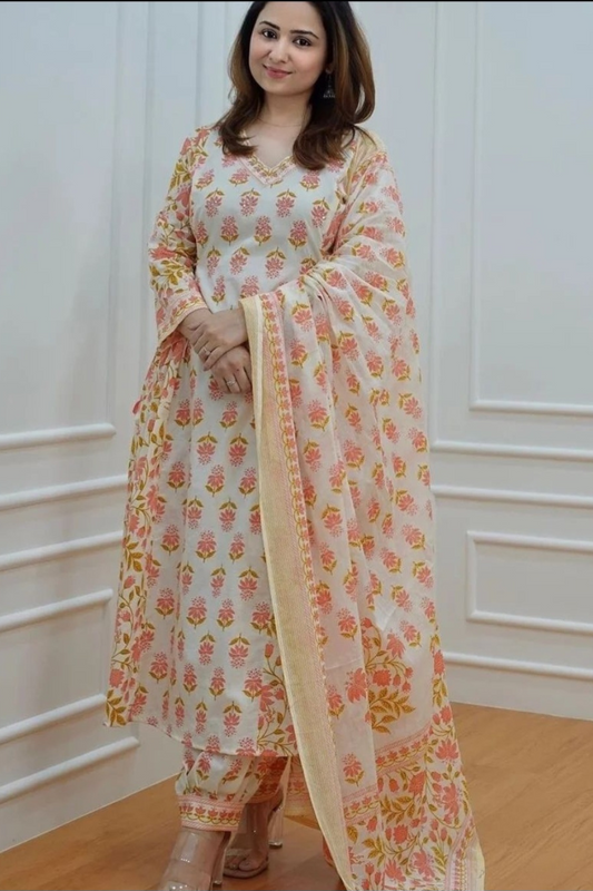 Jaipuri Pleated Afghani 3PCS Set
