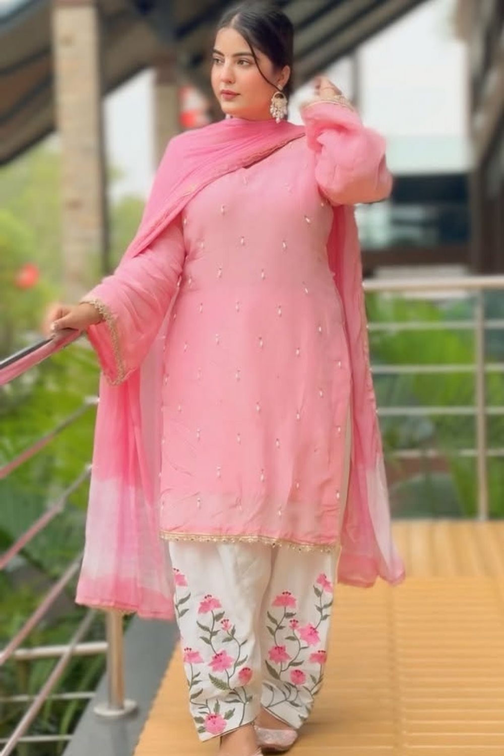 Organza with Embroidered Hem (UNSTITCHED)