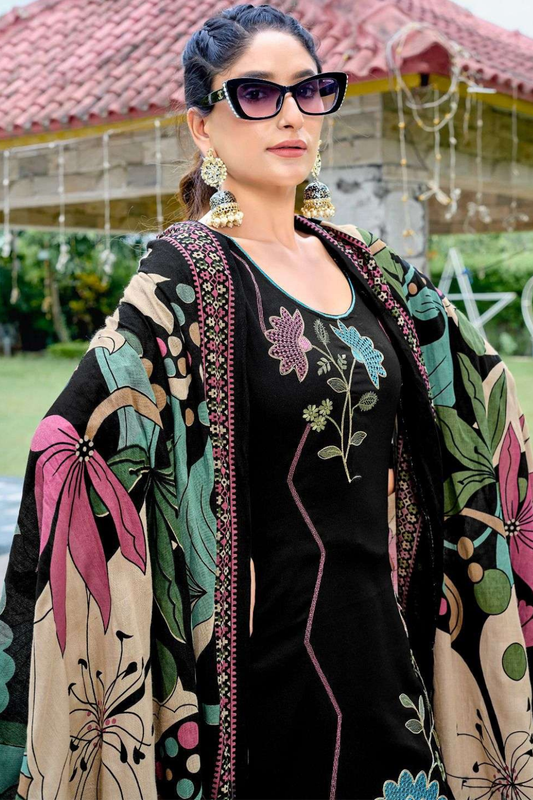 Black Floral Suits (Unstitched)