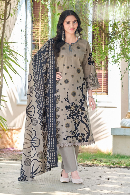 Self Shade Printed Cotton Suits (UNSTITCHED)