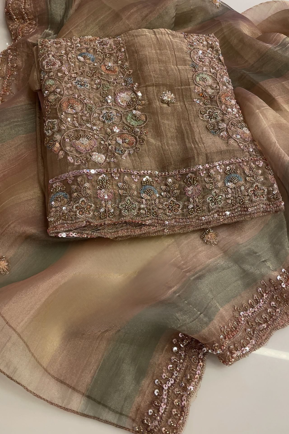 Salsa Crush with Intricate Panel Work (UNSTITCHED)