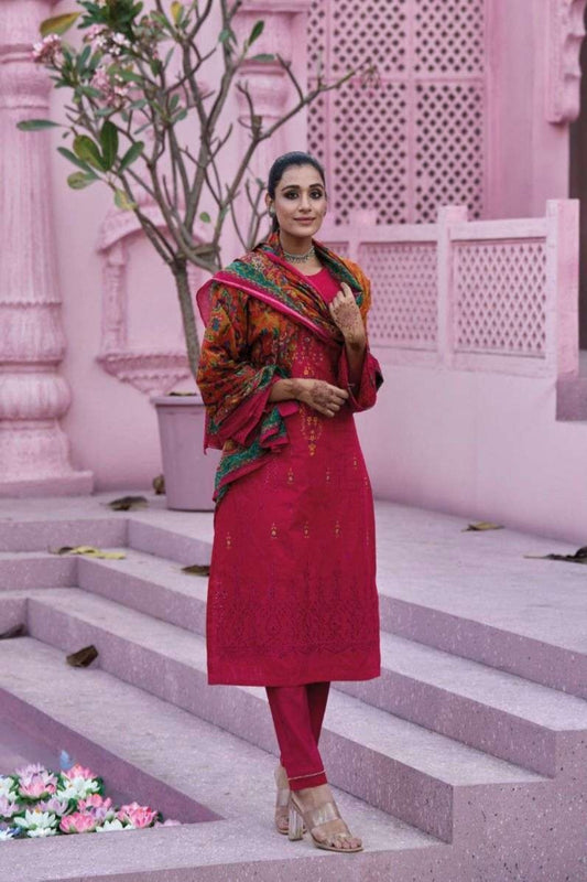 Chikankari Embroidered Fabric (UNSTITCHED)