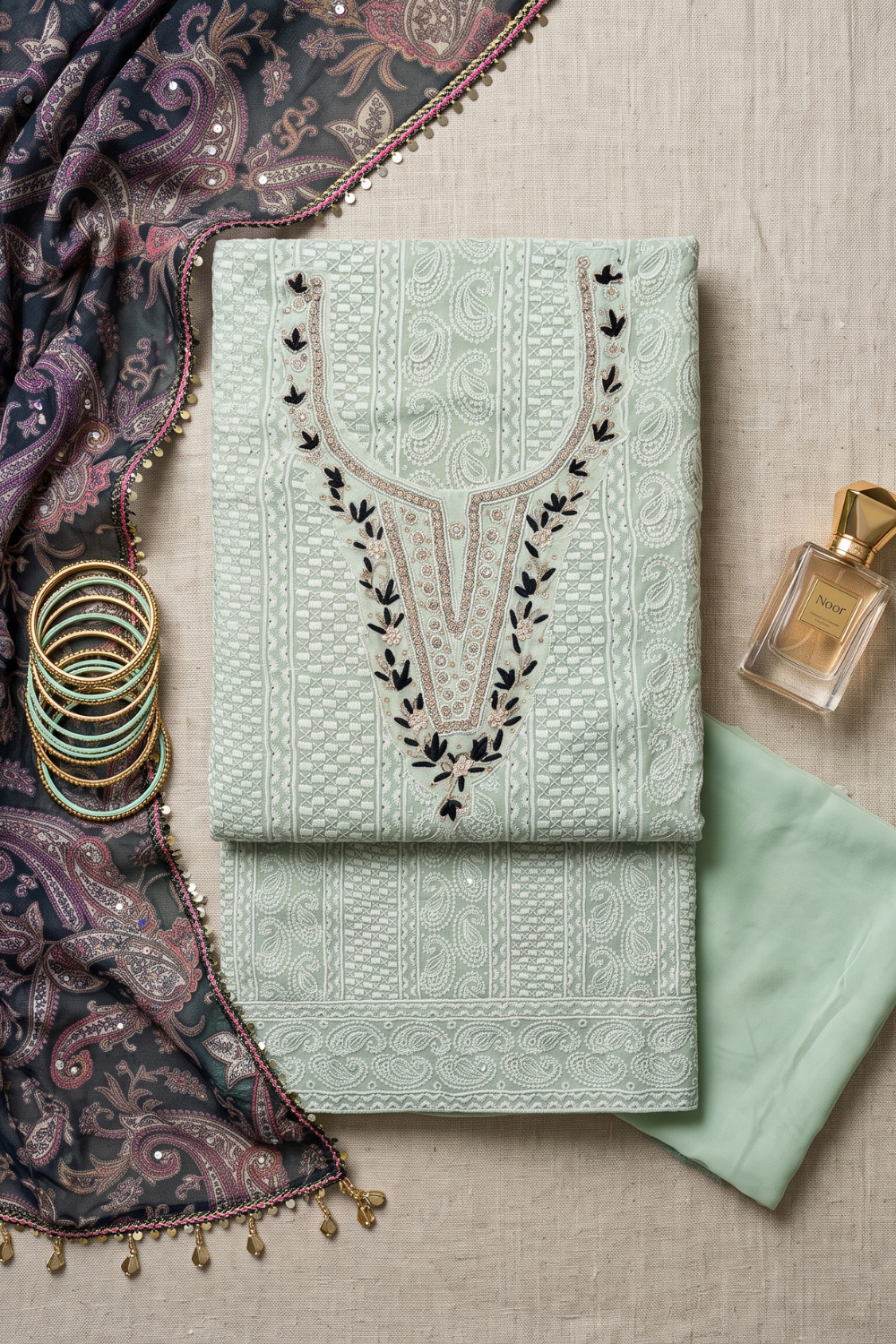 Chikankari with Brasso Dupatta (UNSTITCHED)