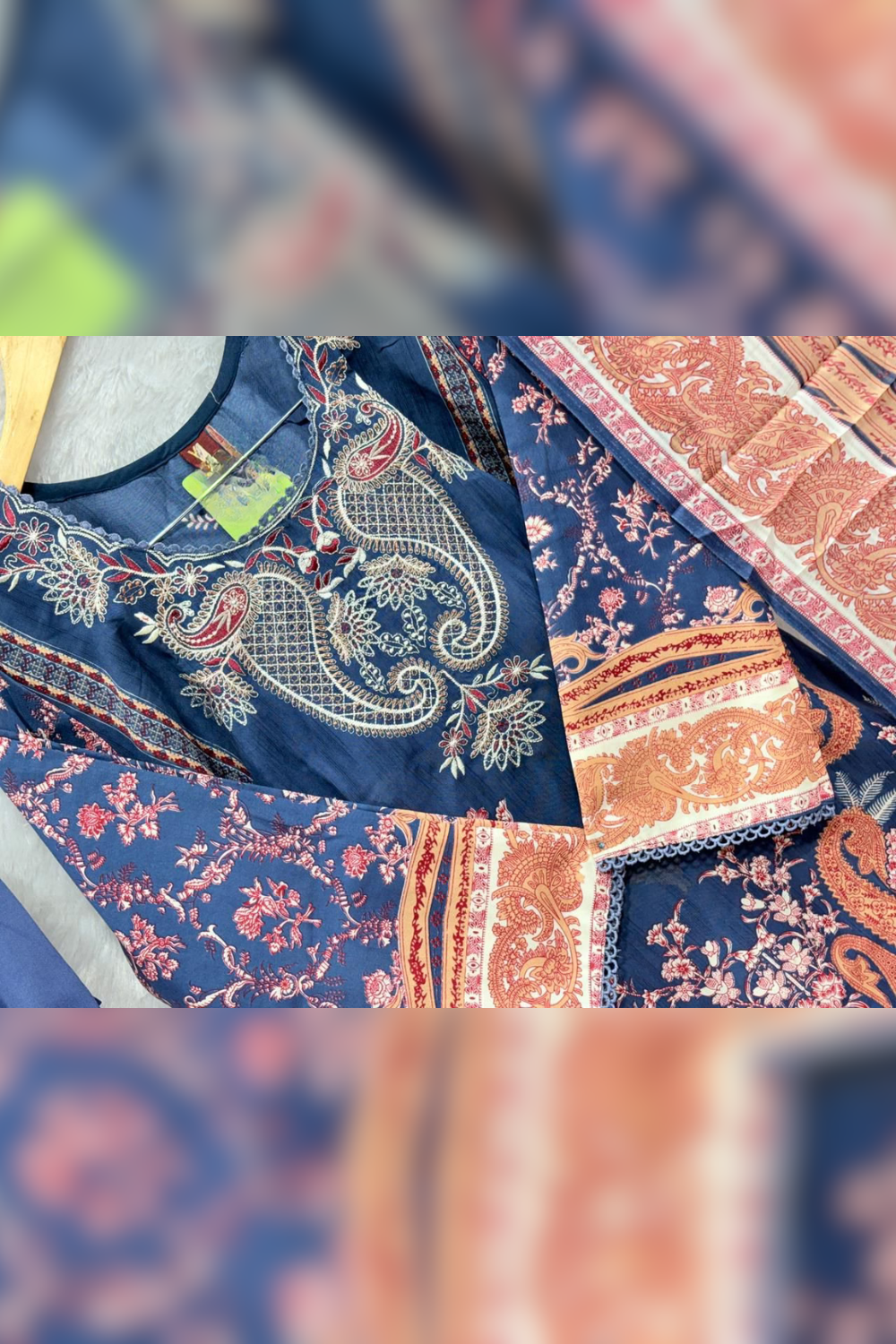 Readymade Neck Embroidered Rayon Cotton Suits