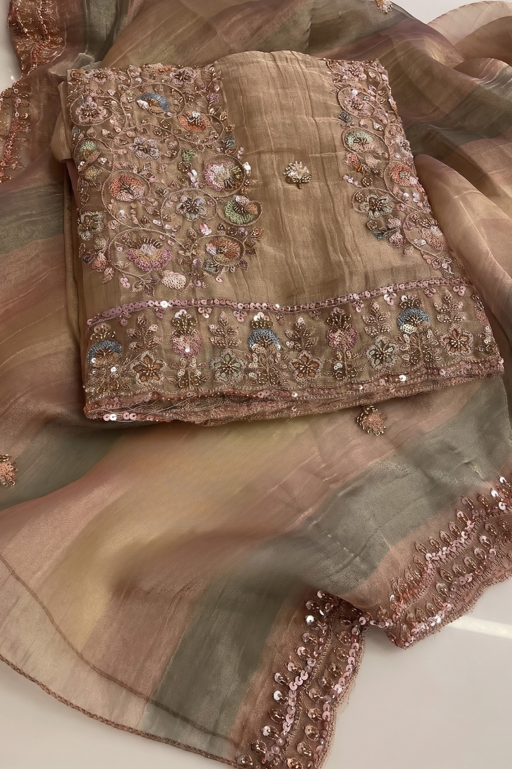 Salsa Crush with Intricate Panel Work (UNSTITCHED)