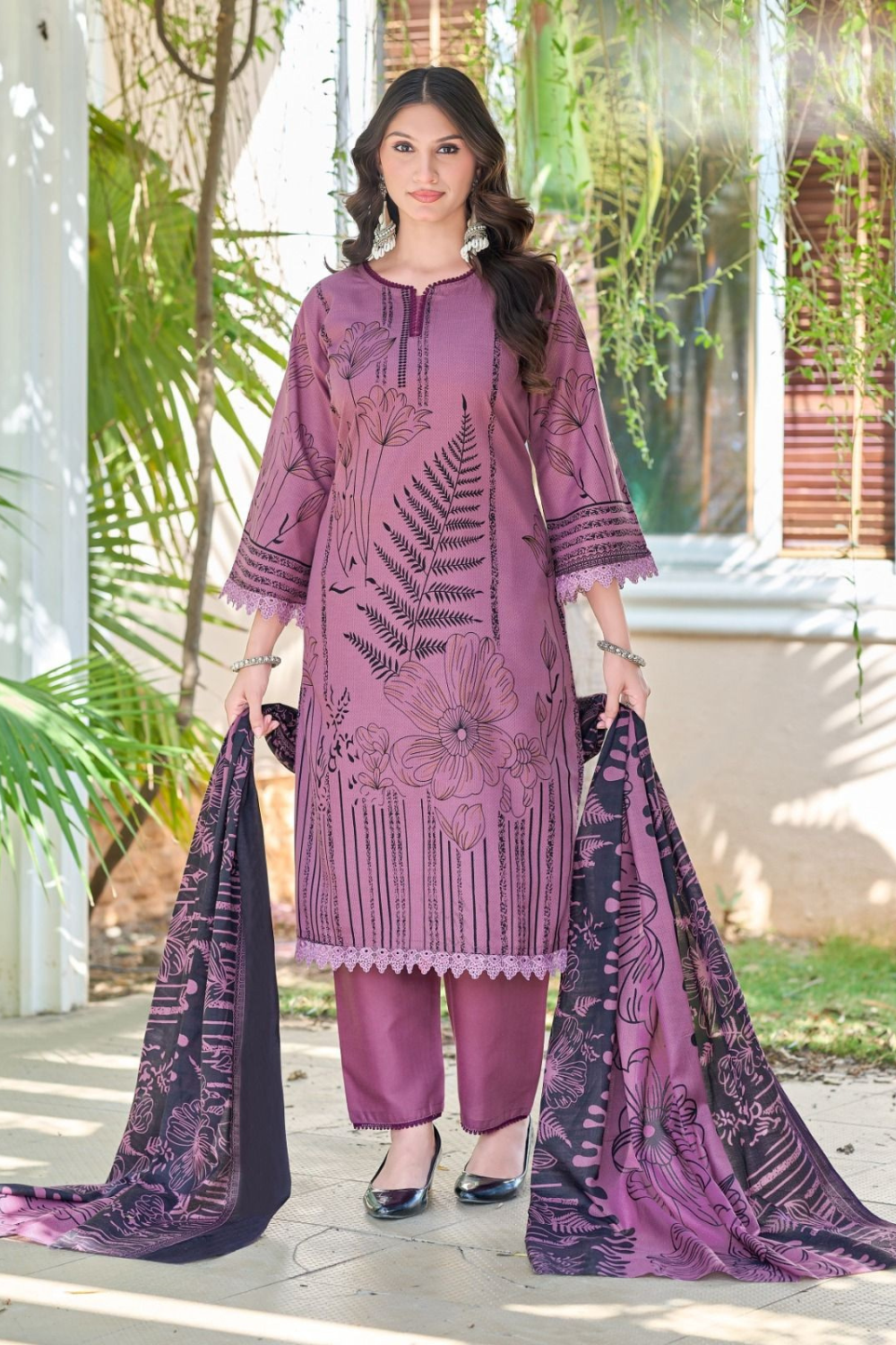 Self Shade Printed Cotton Suits (UNSTITCHED)