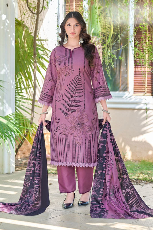 Self Shade Printed Cotton Suits (UNSTITCHED)