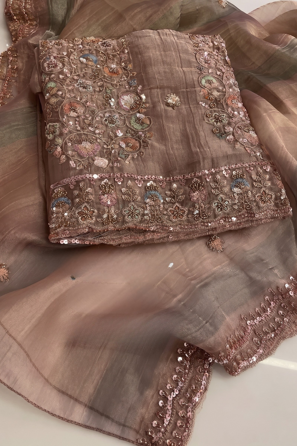 Salsa Crush with Intricate Panel Work (UNSTITCHED)